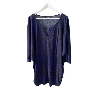 Laura Plus Petites Slinky Tunic Top Size X Blue and Black Relaxed Fit